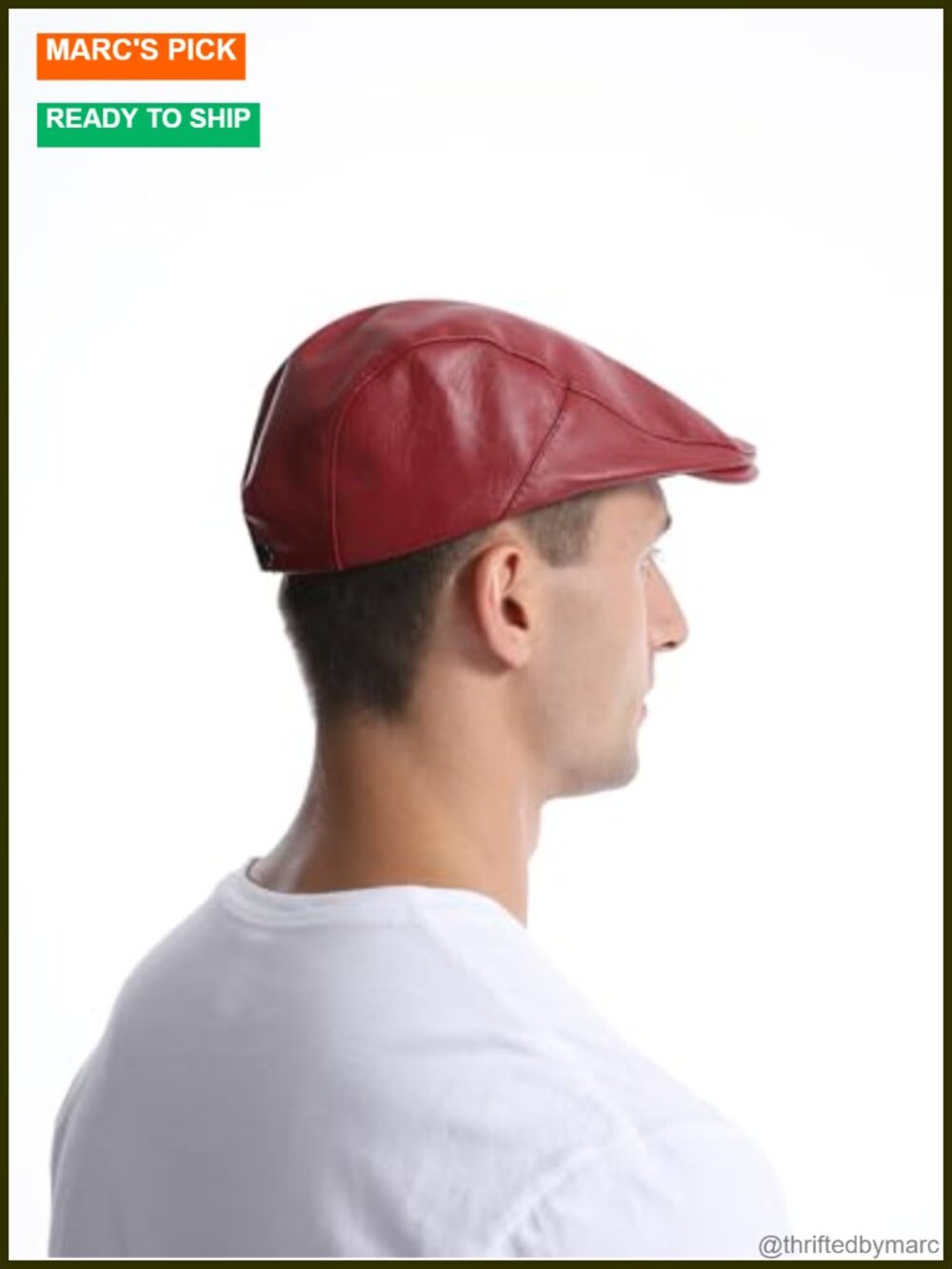 Faux Leather PU Newsboy Cap Driving Fishing Golf Beret Cabbie - Picture 5 of 6